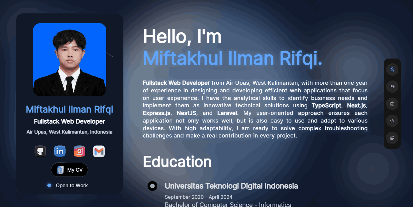 Miftakhul Ilman Rifqi - Full Stack Web Developer